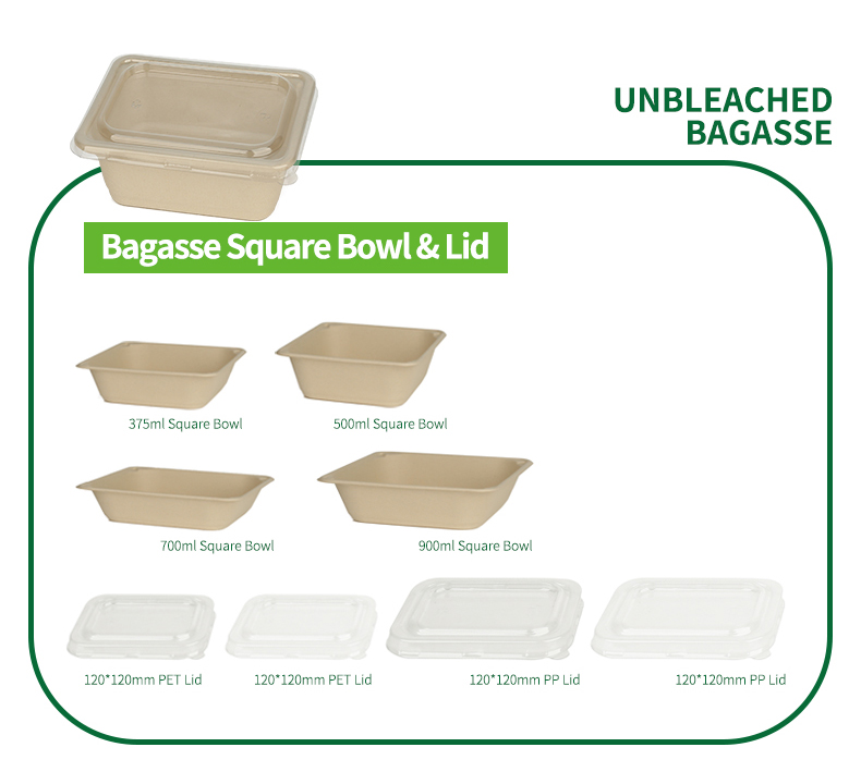 BAGASSE SQUARE BOWLS